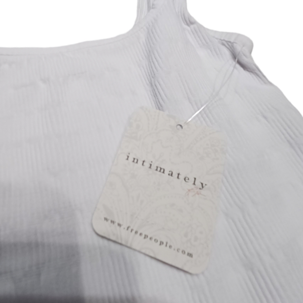 Free People Intimately White Stretchy Ribbed Tank Top - Picture 5 of 8